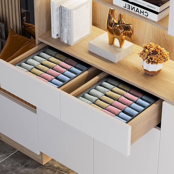 Joyoldelf Sock Drawer Organizer Underwear Organizer, 24 Cell Collapsible Closet - Image 2