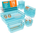 WOWBOX 16 PCS Plastic Drawer Organizer Set, 4 Sizes Desk Drawer Organization by WOWBOX