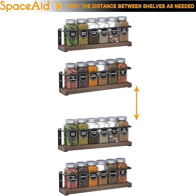 SpaceAid Spice Rack with 24 Spice Jars, 386 Spice Labels, Chalk Marker and - Image 7