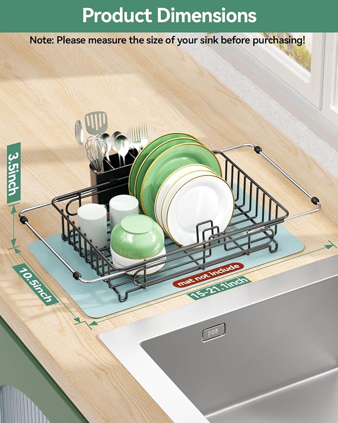 Expandable Dish Drying Rack for in-Sink, and Counter Use, Dish Drainer - Image 7