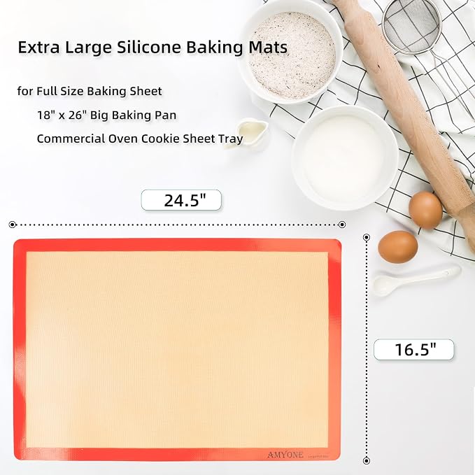 AMYONE Silicone Baking Mats for Full Size Sheet Pan, Non-Stick Silicone Baking - Image 2