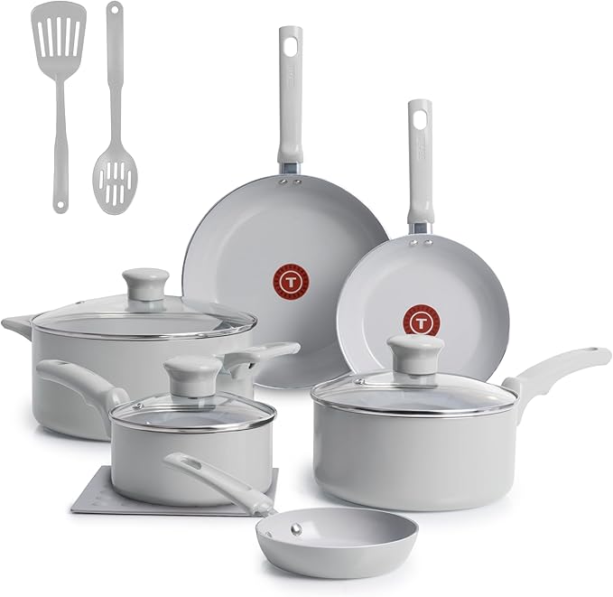 T-Fal Refresh Ceramic Nonstick Cookware Set, 12-Piece Ceramic Pots and Pans Set by T-falbrand