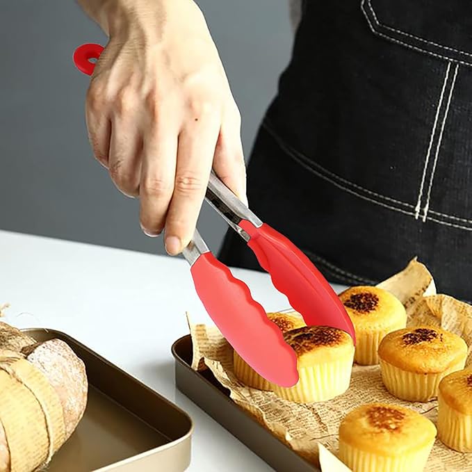 HINMAY Mini Tongs with Silicone Tips 7-Inch Serving Tongs - Image 3