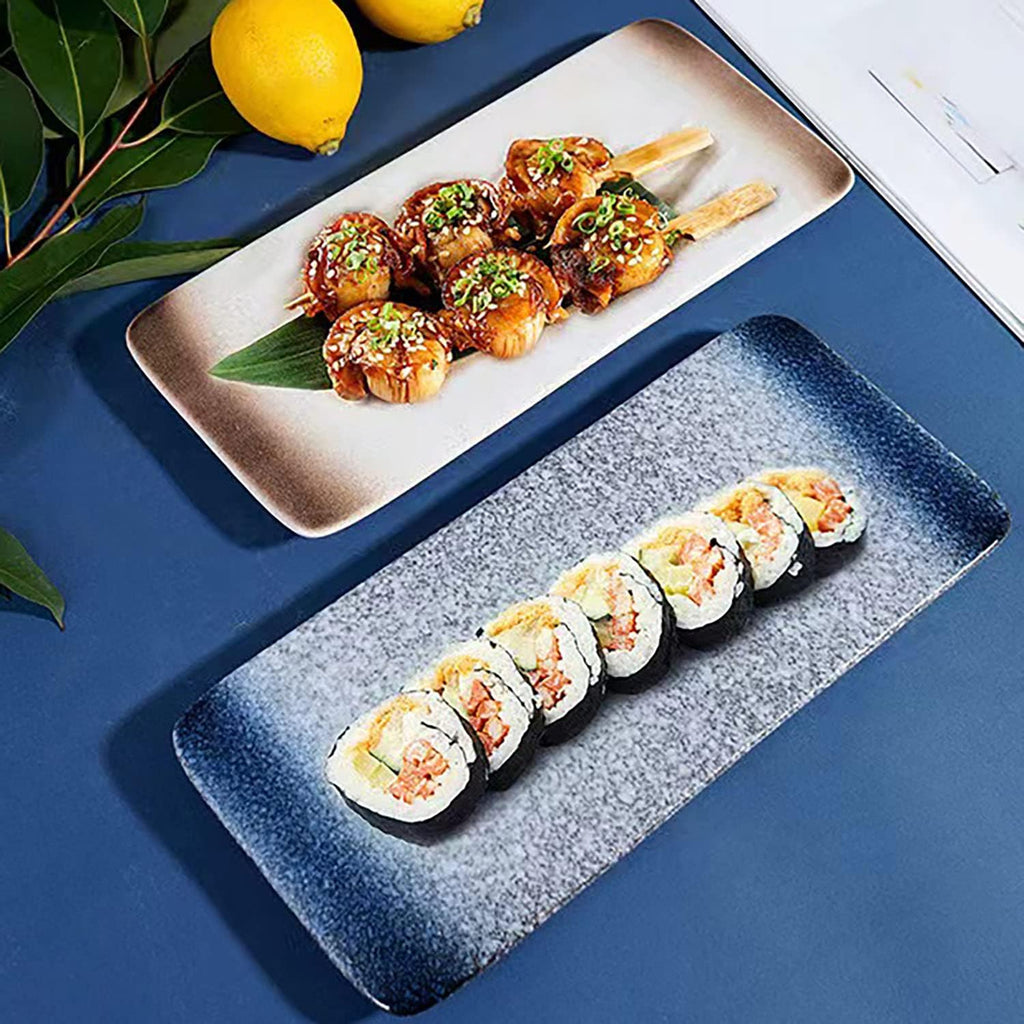 Sushi Plates, Ceramic Rectangular Platters Serving Trays Set, Sushi