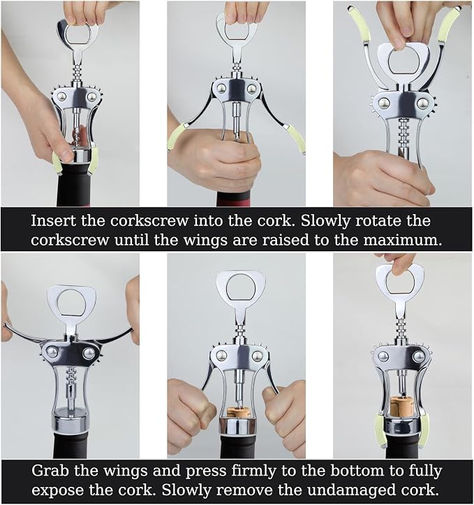 KORCCI Wine Opener, Heavy-Duty Zinc Alloy Wing Corkscrew, Premium Beer Bottle - Image 7
