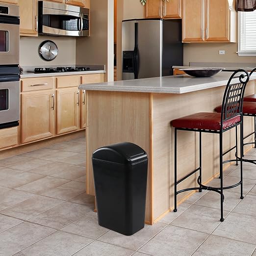 Plastic Waste Bin with Swing Lid, 14 Liter Garbage Can, 1 Pack, 5.2" x 8.2" x - Image 3