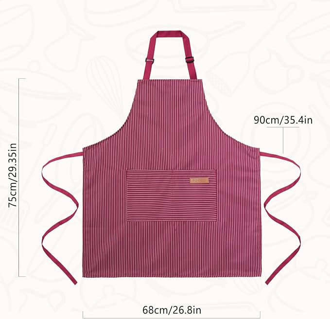 2 Pack Cooking Aprons Adjustable Bib Apron - Image 4
