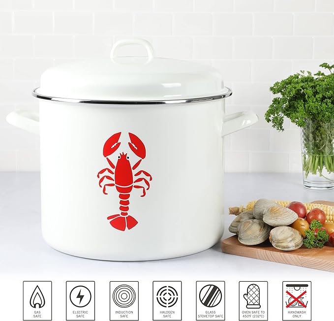 Martha Stewart 16-Quart Enamel on Steel Scratch-Resistant Lobster Stock Pot – - Image 5