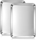 LIANYU Stainless Steel Baking Sheet Pans of 2, 12.4x9.7 Inch Quarter Sheet Pan by LIANYU