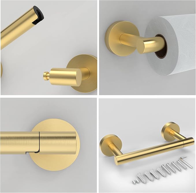 RARXTR Gold 2 Pack Toilet Paper Holder SUS304 Stainless Steel Double Post - Image 5