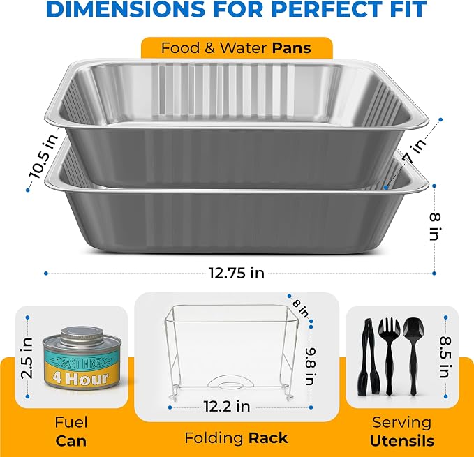 Disposable Chafing Dish Buffet Set – 6 Pack Half Size, Patented Foldable Wire - Image 3