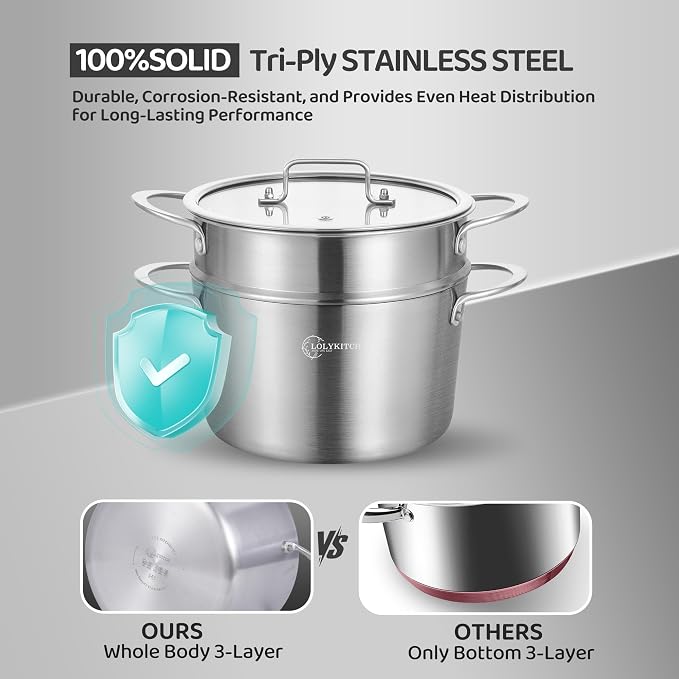 LOLYKITCH 5 Quart Stainless Steel Steamer Pot - Image 2