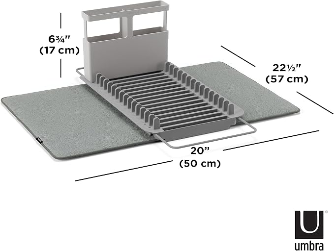 Umbra Udry Dish Rack and Microfiber Drying Mat – Space-Saving Design Folds Up - Image 3