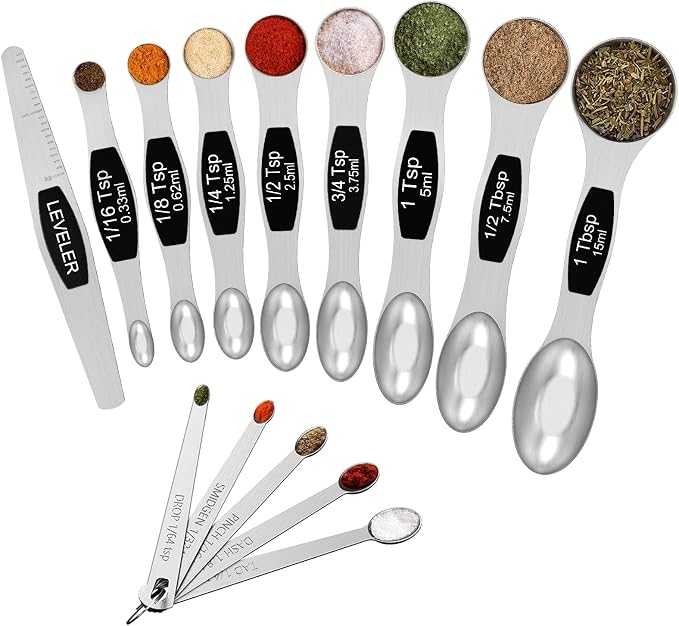 Wildone 14 Pack Stainless Steel Measuring Spoons Set, Including 8 Double Sided by Wildone