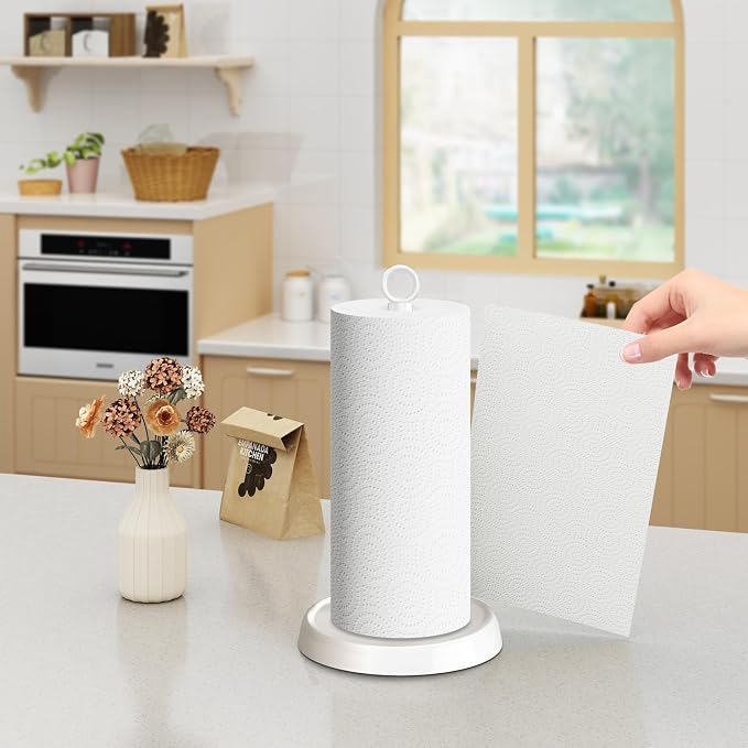 White Paper Towel Holder Countertop, Stainless Steel, Paper Towel Holder Stand - Image 6