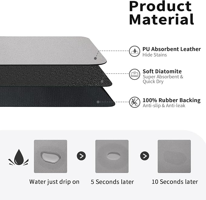 HotLive Dish Drying Mat for Kitchen Counter, Heat Resistant Drainer Mats - Image 2