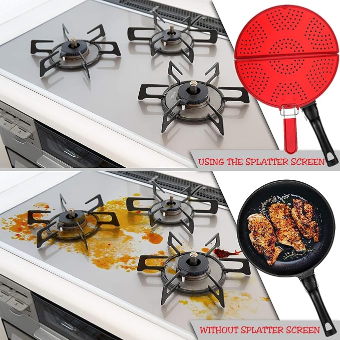 Splatter Screen for Frying Pan Foldable Grease Splatter Guard Silicone Splatter - Image 2