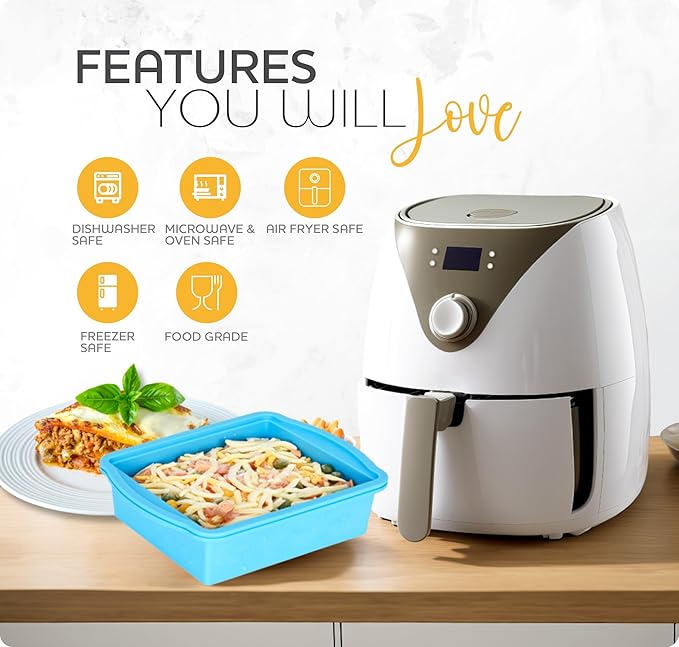 Silicone Freezer Trays with Lids, sauces and individual servings of lasagna - Image 4