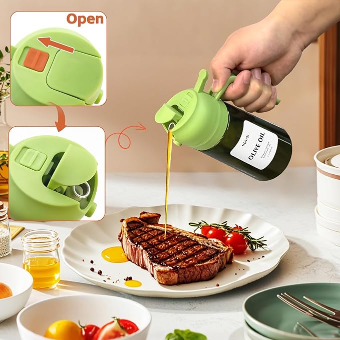 mqnxoi 2 in 1 Glass Oil Sprayer & Dispenser, 16oz/470ml Olive Cooking, Air Fryer - Image 5