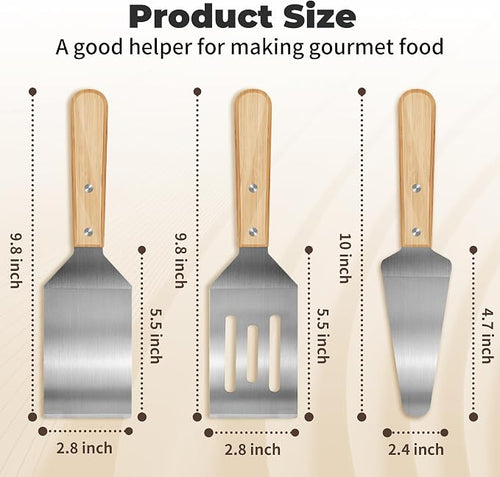 3 Pieces Stainless Steel Spatula Set, Metal Spatula - Image 2