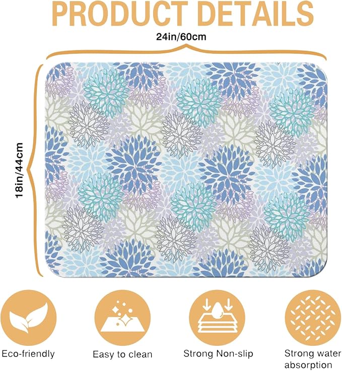 Kitchen Countertop Dish Drying Mat, Super Absorbent Coffee Bar Mat - Image 5