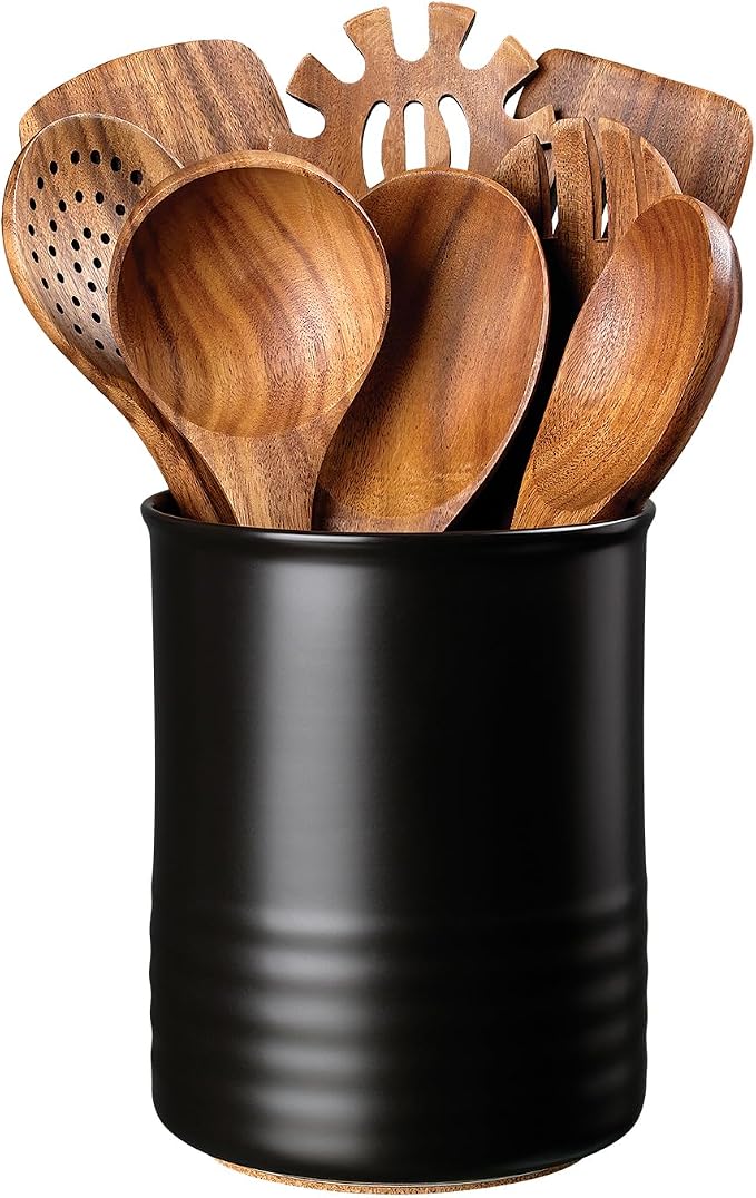 ABRUTY Utensil Holder, 6.7" Ceramic Kitchen Utensil Crock by ABRUTY
