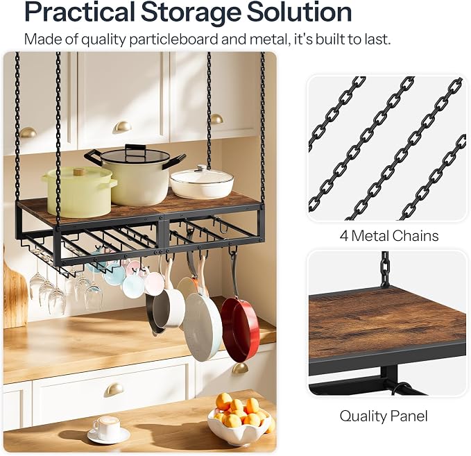 HOOBRO Hanging Pot Rack, Space-Saving Pot Hanger - Image 7