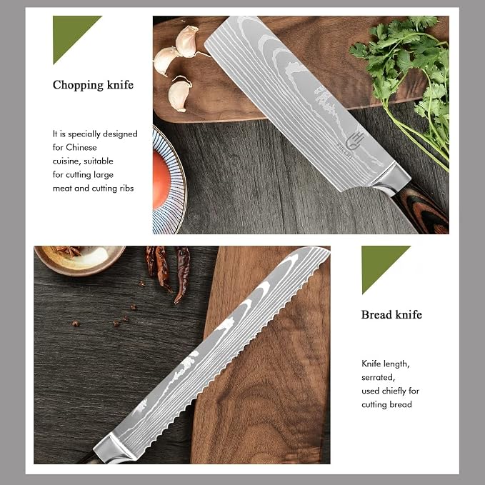 FULLHI Knife Set, Premium German Stainless Steel chef Knife Set - Image 7