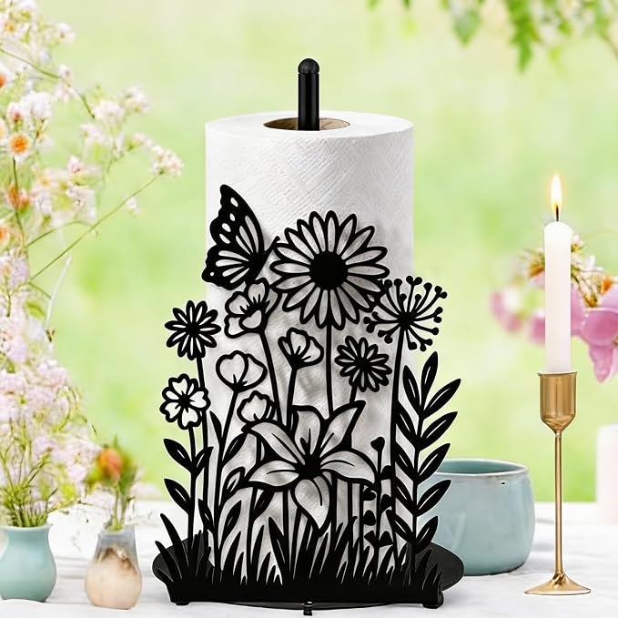 Wildflower Kitchen Countertop Paper Towel Holder Decorative Paper Towel Holder by Yiyiring