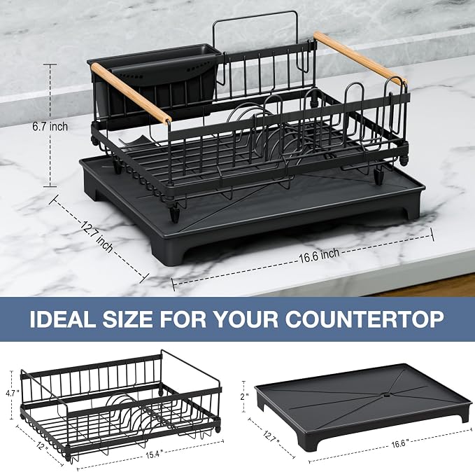 Dish Rack with Drainboard Large Capacity Anti-Rust Kitchen Counter Organizer - Image 2