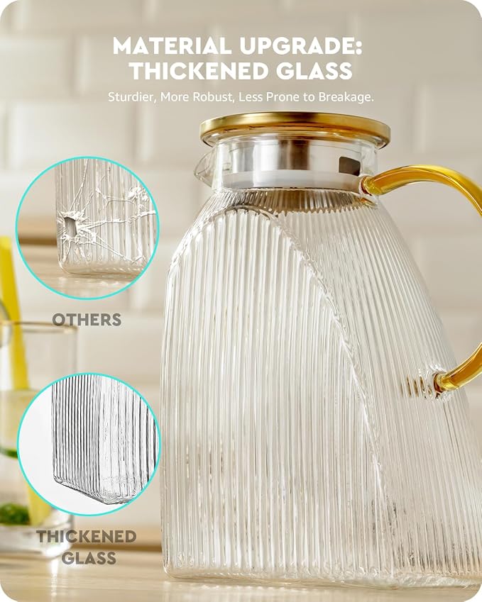 Baffect Water Pitcher, High Borosilicate Glass Jug - Image 3