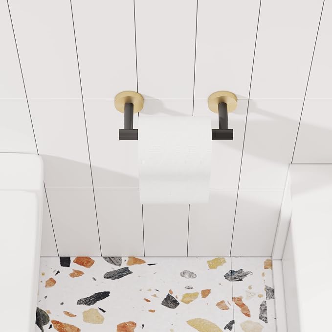 RARXTR Black and Gold Toilet Paper Holder SUS304 Stainless Steel Double Post - Image 3