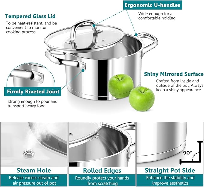 P&P CHEF 6 Quarts Cooking Stock Pot - Image 3