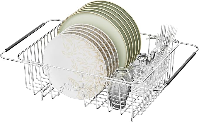 JAQ Over Sink Dish Drying Rack for Medium to Large Sink, Expandable 15.08"–22.4" by JAQ-BuyNow