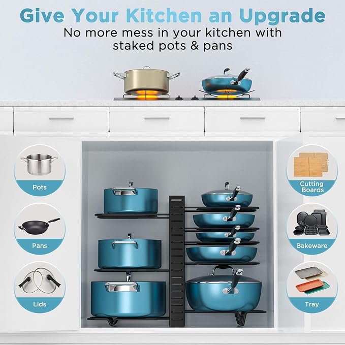 ORDORA Pots and Pans Organizer for Cabinet 16.61 Height, 8 Tier Pot Organizers - Image 6