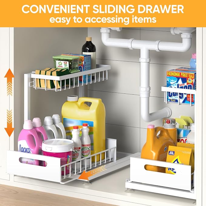 Saydear Under Sink Organizer Storage 2-Tier Premium Metal Pull-Out Kitchen - Image 8