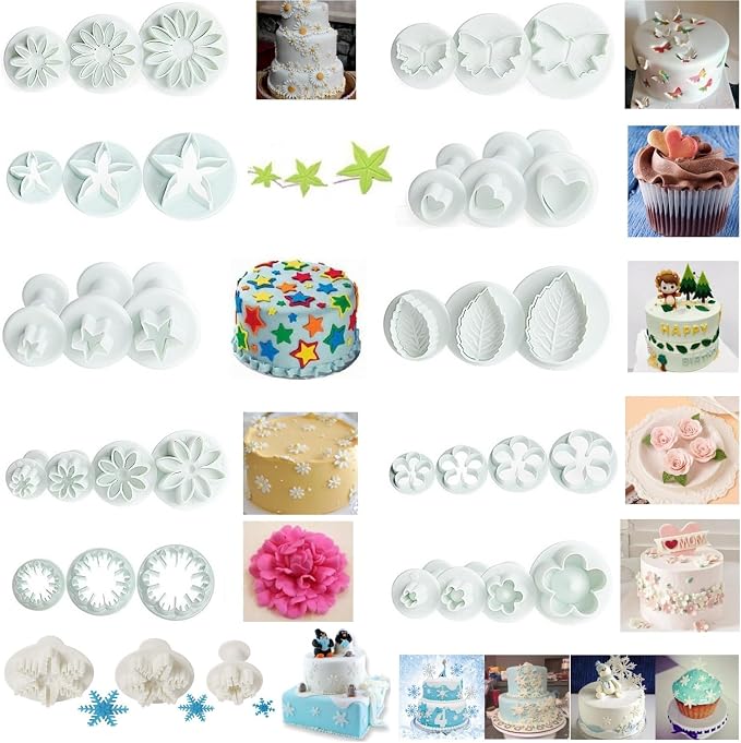Flower Cookie Cutters, Cake Tools 44 Pcs Snowflake Cookie Cutter Cloud Fondant - Image 8