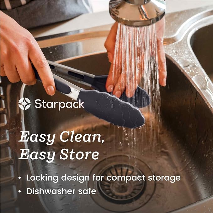 StarPack Premium Silicone Kitchen Tongs Set of 2 - Image 3