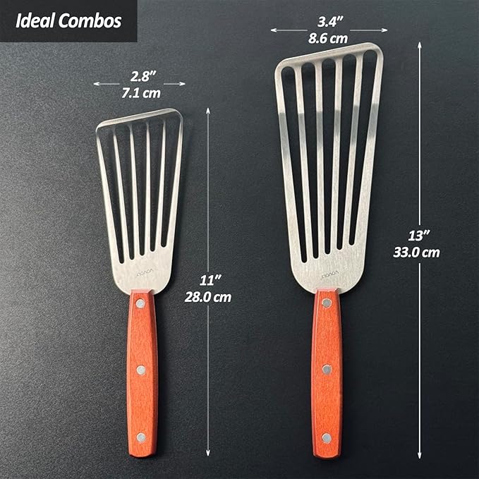 2 Pack Fish Spatula Turner, Stainless Steel Slotted Spatulas - Image 7