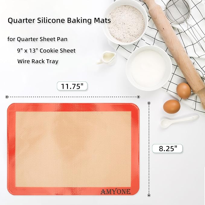 AMYONE Quarter Sheet Silicone Baking Mat, Reusable Baking Sheet Liners - Image 2