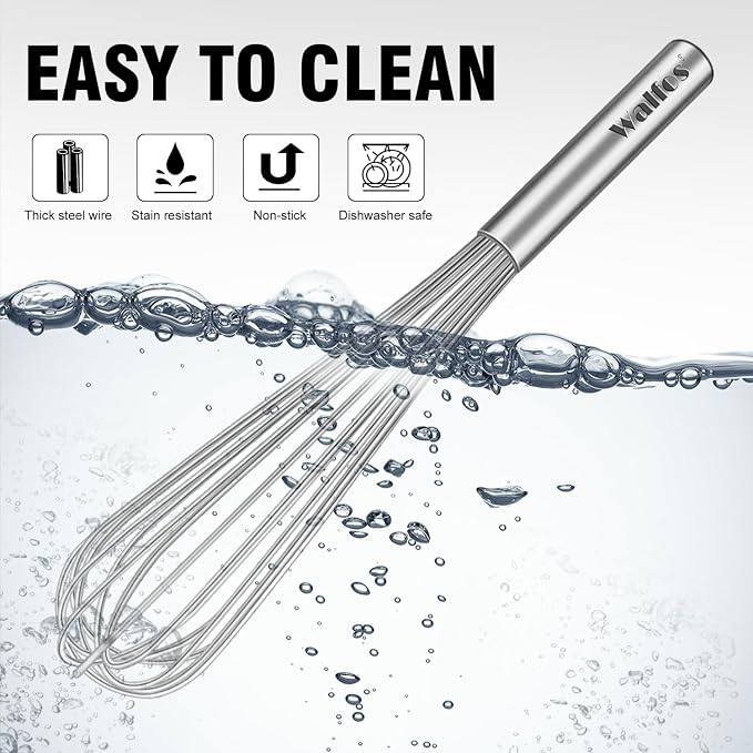 Walfos Whisk, 14in Large Whisks, Heavy Duty Stainless Steel Wire Whisk - Image 8