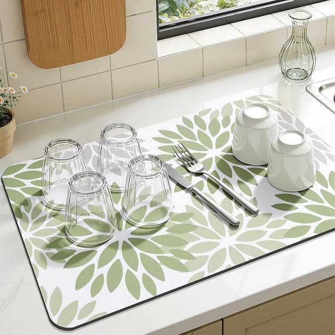 Findosom Floral Dish Drying Mat, Cuttable Drying Mat - Image 7