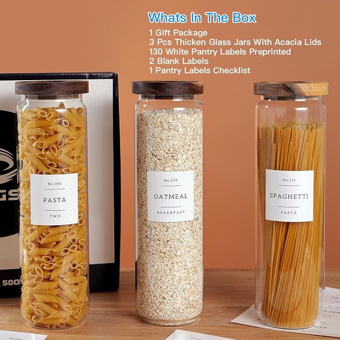 CZZGSM 3 Set Glass Pantry Storage Jars - 50oz Thicken Glass Kitchen Canisters - Image 2