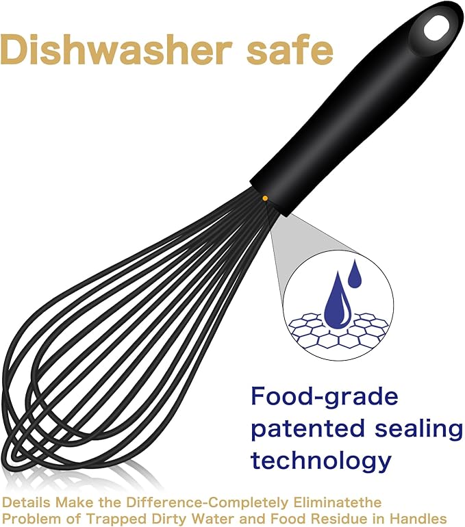 OYV Dishwasher Safe Silicone Whisk, Sealed Waterproof Design Set of 3, - Image 2