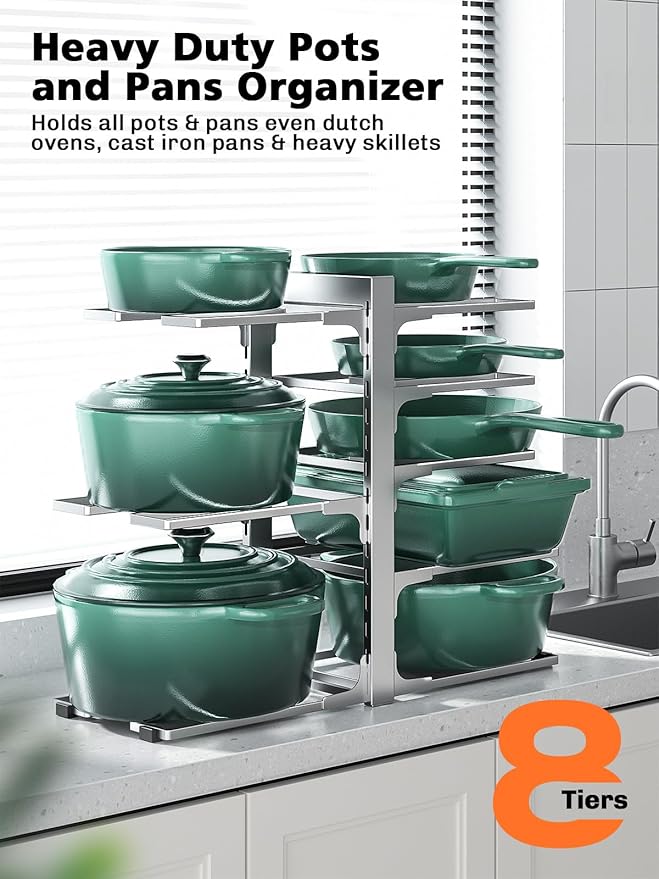 MUDEELA 8-Tier Pots and Pans Organizer under Cabinet, 15.83" Height Heavy Duty - Image 5