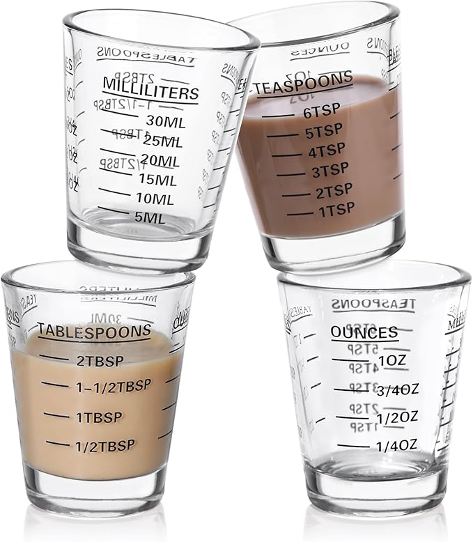 Shot Glasses Measuring Cup Set 4PACK Espresso Shot Glasses Liquid Heavy Glass by SAIAOKJ