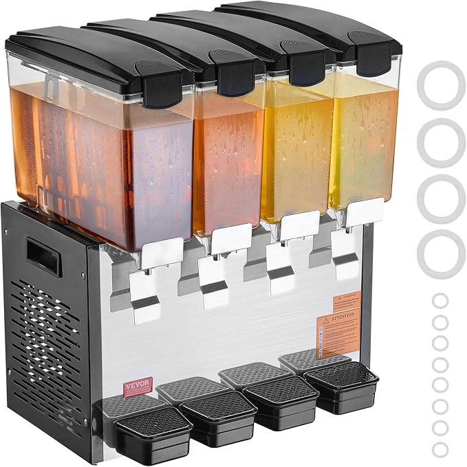 VEVOR Commercial Beverage Dispenser, 4 Tanks 10 L / 10.6 QT Per Tank Juice - Image 9