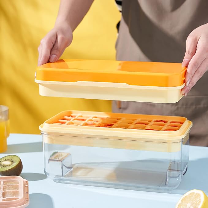 Ice Cube Tray with Lid and Bin, Ice Cube Pop Out Tray, Ice Cube Trays - Image 2