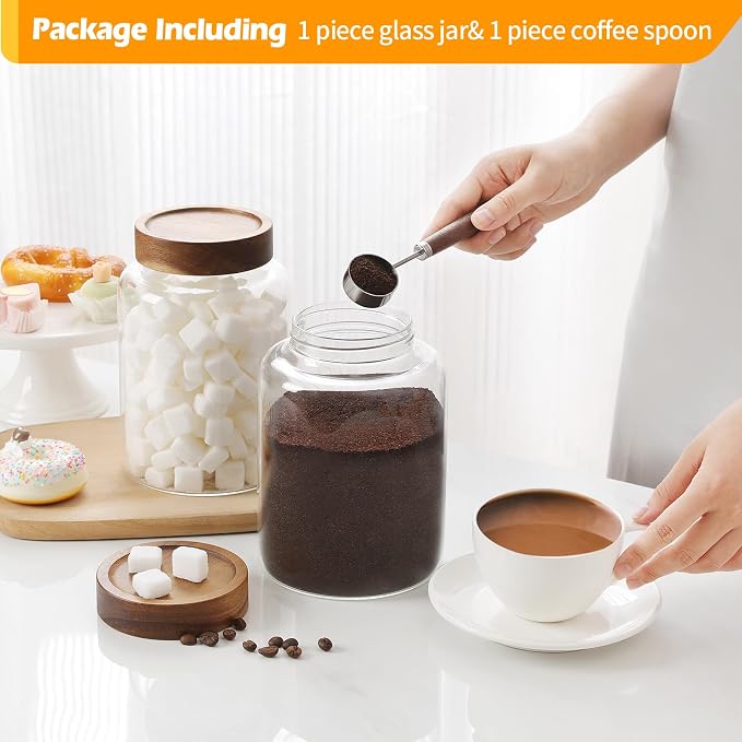 Large Glass Coffee Jars with Spoons 60 oz /1800ml, Round Storage Canister with - Image 5