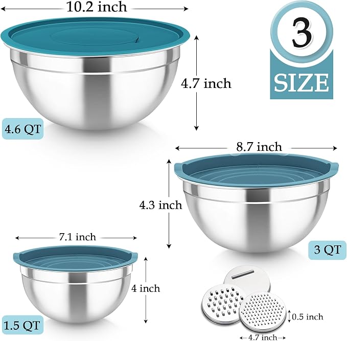 TeamFar Mixing Bowls, Stainless Steel Nesting Salad Bowls - Image 2